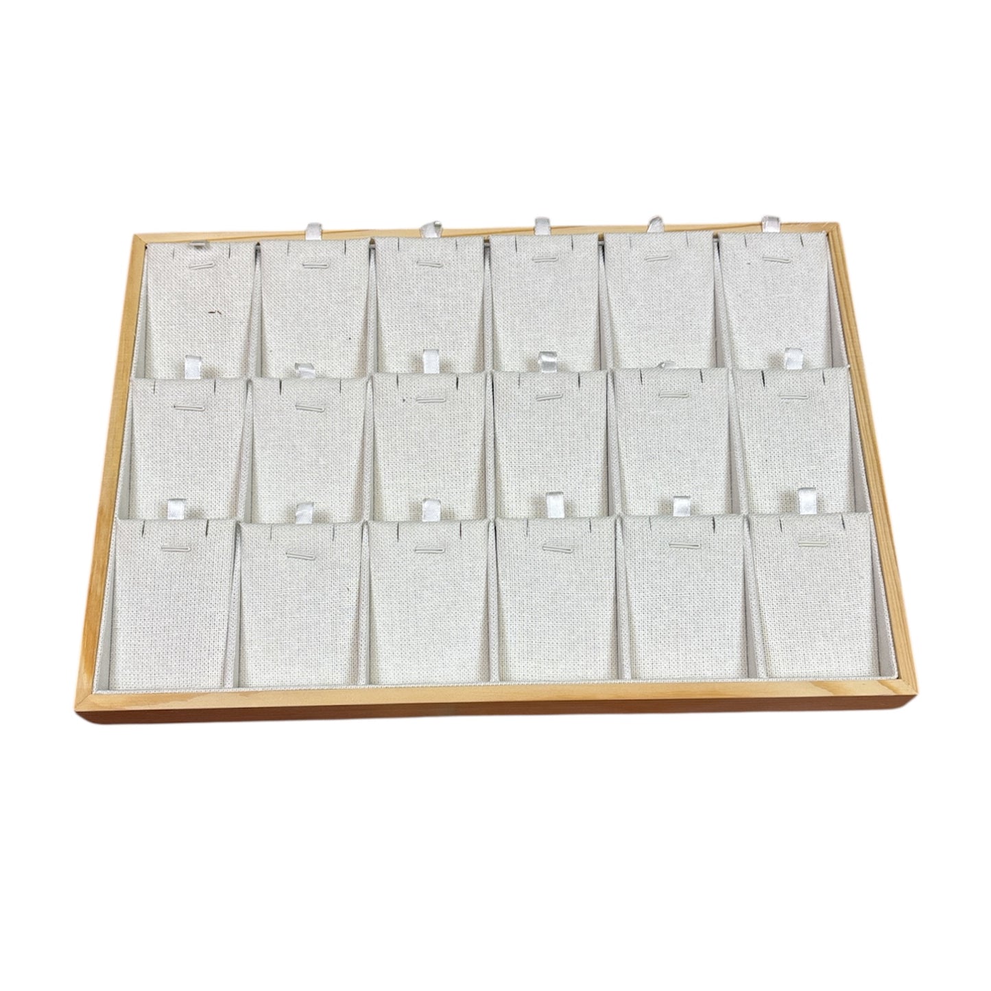Display-Tablett für Ketten & Anhänger – 18 Steckelemente in Leinenoptik