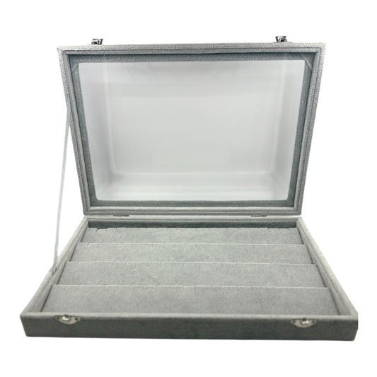 Schmuckdisplay-Box in Hellgrau – mit Sichtfenster